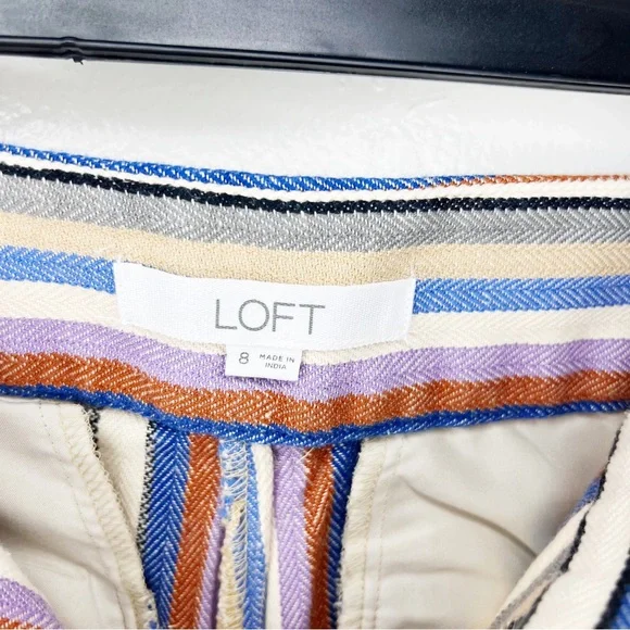 LOFT Women's Size 8 Striped Bermuda The Riviera Short Cotton / Linen - Picture 7 of 9